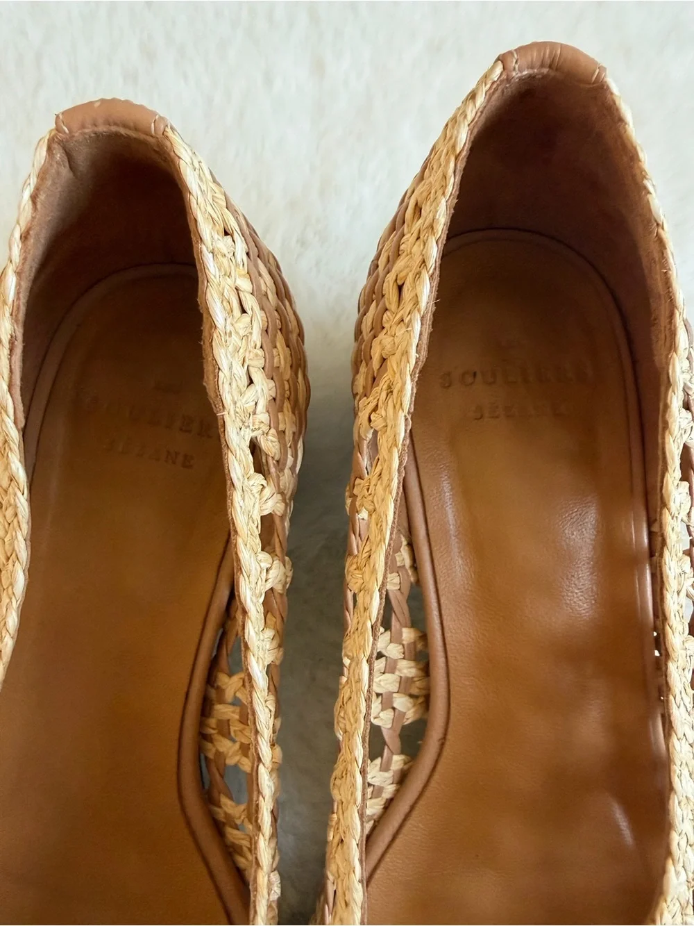 Sezane Anya Woven Low Heels - Natural Tan | 35